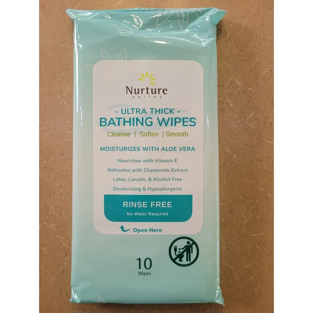 Nurture Valley Bathing Wipes Ultra Thick No Rinse 6 Packs/60ct